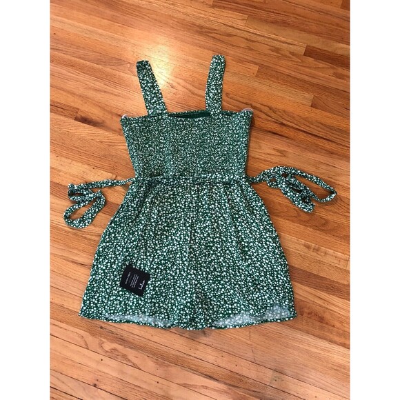 Lulus Romper Women's Small Green Floral Stretch Smocked Sleeveless Squar Neck - Picture 2 of 6